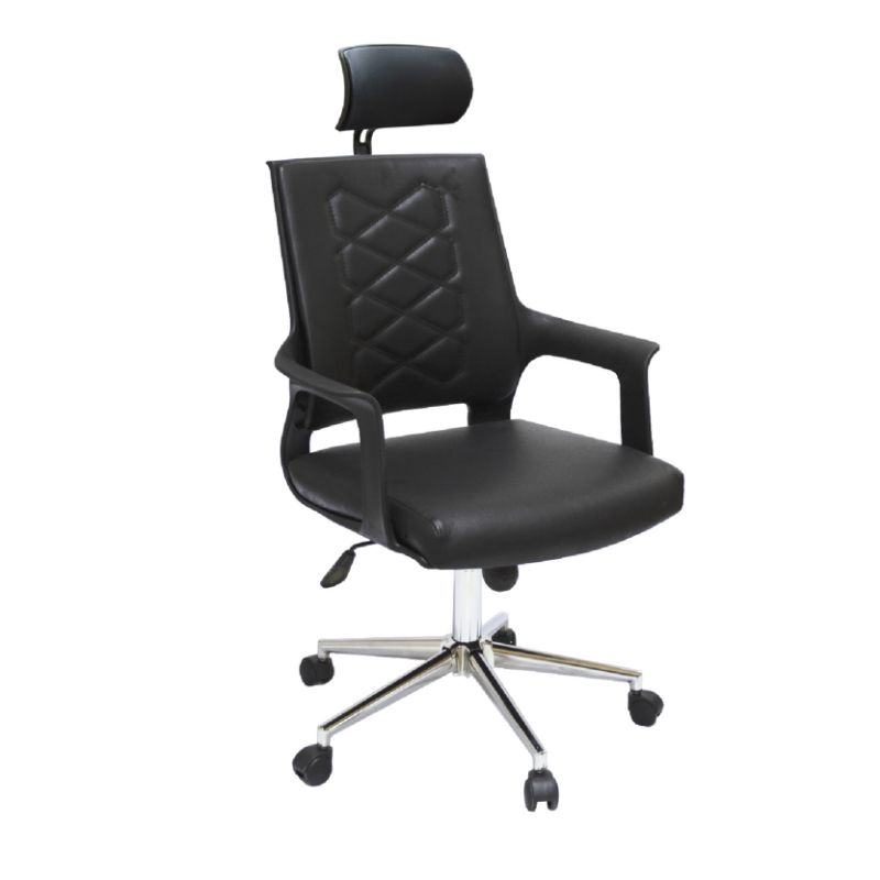 صورة  smart  chair HB  كرسي مكتب ظهر عالي جلد - أسود نجمة معدنية