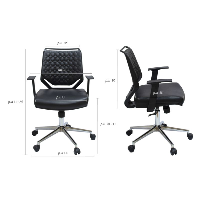 صورة   Nero chair LB كرسي مكتب ظهر وسط جلد - أسود